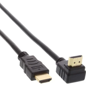 5x InLine HDMI Kabel, gewinkelt, High Speed with Ethernet schwarz/gold 1m - Bild 1 von 2
