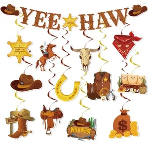 Wild West Birthday Party Decorations - NOVBAUB 29PCS Yee Haw Western Cowboy P... - Picture 1 of 6