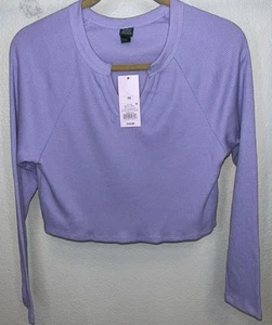 Wild Fable Waffle Knit V Neck Long Sleeve Crop Top Lavender Women Sz X-Small - Picture 1 of 8