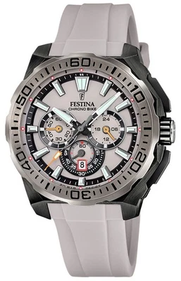 Festina Chrono Bike 2025 (45.5mm) Grey & Black Dial / Grey Rubber Strap - Image 1 of 3