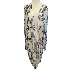 Lane Bryant Floral Open Cardigan Womens Sz 22/24 White Tropical Soft Coverup 3X - Picture 1 of 5