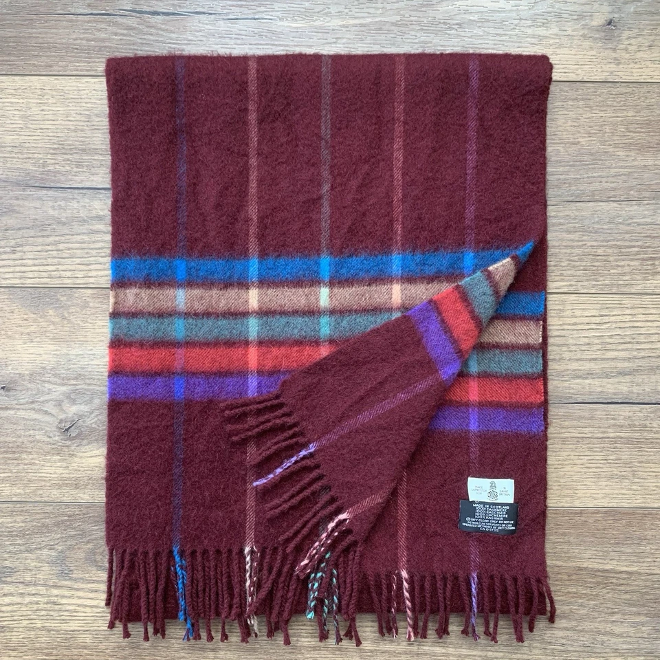 "Bufanda silenciador vintage Mark Cross 100 % cachemir unisex con flecos 69""x14"" Escocia" Foto 1 de 4