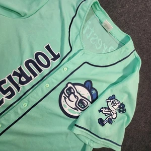 Asheville Tourists SGA Button Front Baseball Jersey Mens XL Teal MILB - Picture 1 of 10