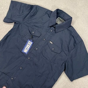 Dixxon Shirt Mens Large Blue Solid Button Up Work Force Form Function - Picture 1 of 14
