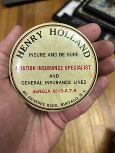 Antique Original RARE Aviation Insurance Specialist Pocket Mirror Buffalo NY - Picture 1 of 11