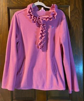 Женский розовый флисовый топ Lilly Pulitzer с оборками на шее размер XL - Изображение 1 из 4