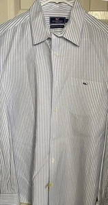 Camicia Oxford uomo Vineyard Vines con bottoni vestibilità regolare cotone a righe XXL-PULITA! - Foto 1 di 5
