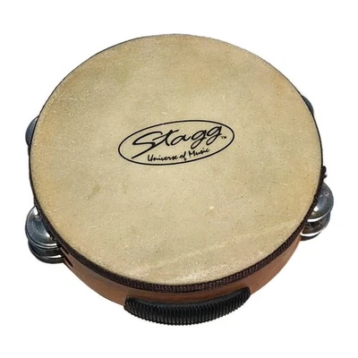 Stagg 2 Row Wooden Tambourine W/ Handle Hand Drum Percussion Instrument - Image 1 of 4