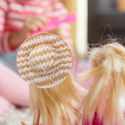  12 Pcs Miniature Casa Delle Bambole Paglietta Cappello Di Paglia - Immagine 1 di 4