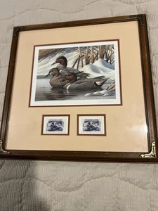 1988 New Jersey Waterfowl Stamp Print Signed Framed Numbered by Rob Leslie #3380 - Picture 1 of 10