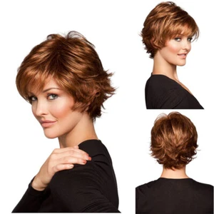 Women Wine Red Wig Short Wig Cosplay Party Straight Hair Cosplay Full Wigs - Picture 1 of 4