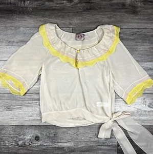 Juicy Couture Vintage 100 % Seide Kurzarm Chiffon Top Größe Damen 6 - Bild 1 von 11