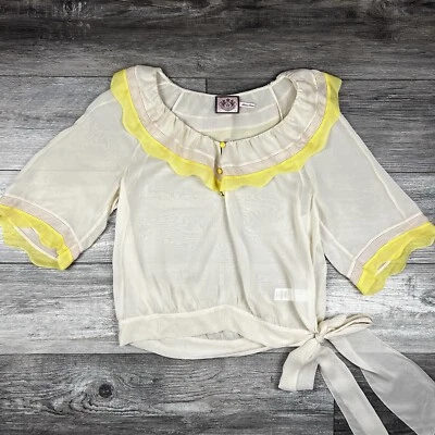 Juicy Couture винтажный 100% шелк коротким рукавом шифоновое верхний размер женщин 6 - Изображение 1 из 4