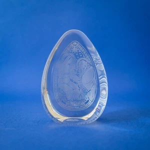 Pisapapeles de cristal transparente WEDGWOOD - Diseño grabado Navidad 1977 - Imagen 1 de 6