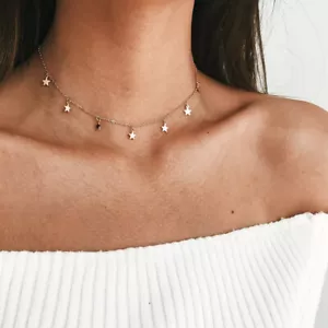 Stars Silver or Gold Star Choker Necklace Chain Pendant Jewellery Gifts +