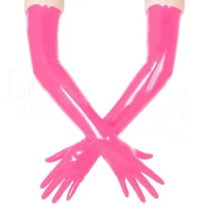 Guantes largos de ópera de látex sin costuras molde látex de goma rosa Foto 1 de 2