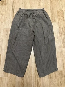 Flax By Jeanne Engelhart Womens Green Linen Crop Pants Sz L - Picture 1 of 8