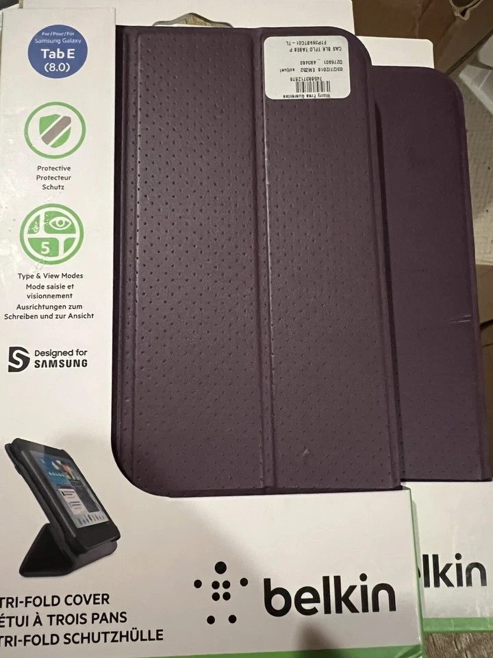 **LOTE de 3 *Funda tipo folio triple plegable para Samsung Galaxy Tab E 8.0 - PÚRPURA Foto 1 de 4