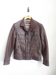 ASOS Men's Brown Cafe Racer Biker Motorcycle Vintage Style Leather Jacket Size M - Picture 1 of 8