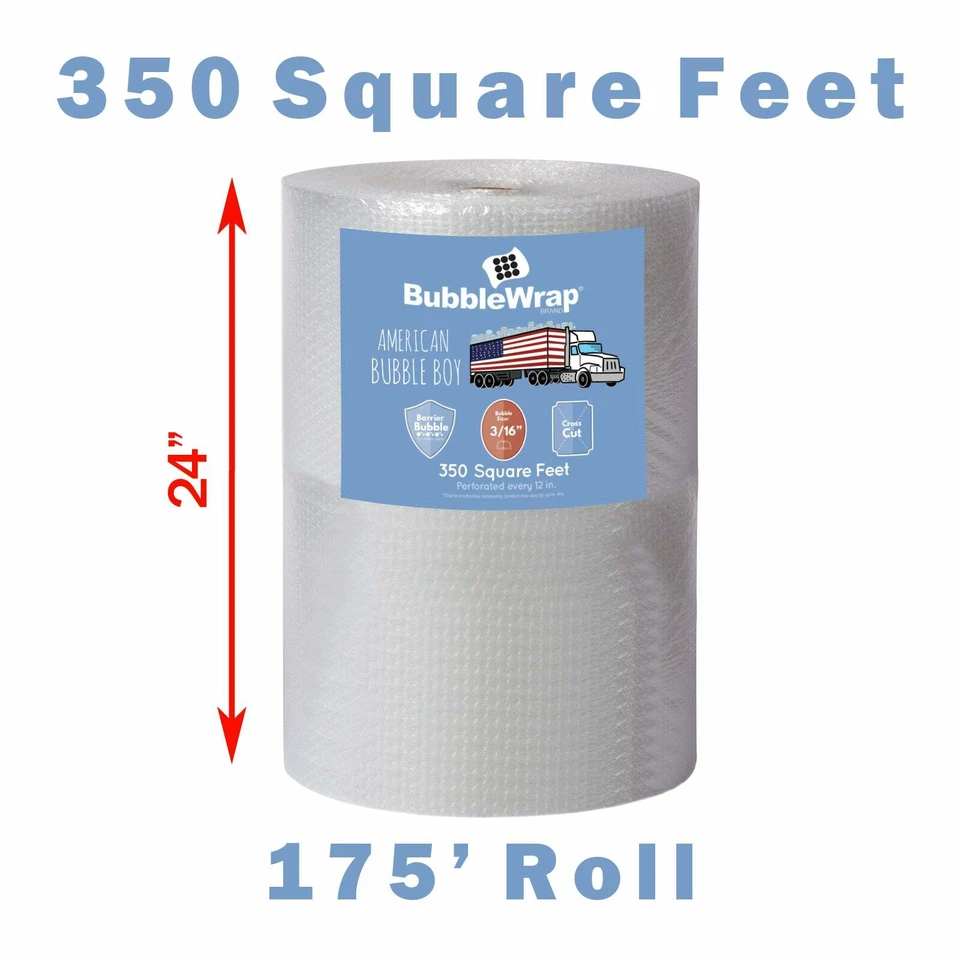 24" Small Plus (3/16) American Bubble Boy Bubble Wrap - 350 Square feet - Image 1 of 1