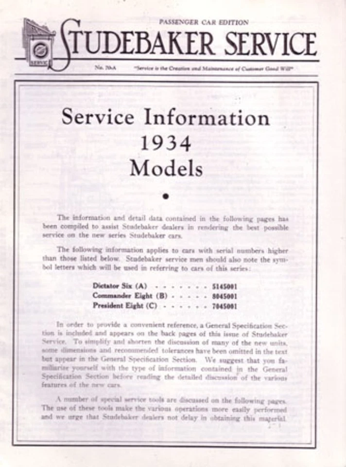 Libro eléctrico manual de reparación del motor Studebaker Shop 1934 OEM Foto 1 de 1