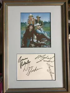 BONANZA Cast Signed Lorne Greene Michael Landon Dan Blocker Perrnell Roberts - Picture 1 of 7