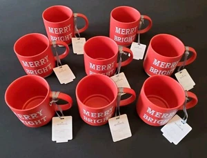 Lot Of 8 Hallmark Merry and Bright Red Holiday Large Ceramic Mugs 16 oz NWT - Bild 1 von 6