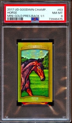 2017 UD Goodwin Champions #63 Horse Mini-Gold Presidential Back #1/1 PSA 8 - Image 1 of 2