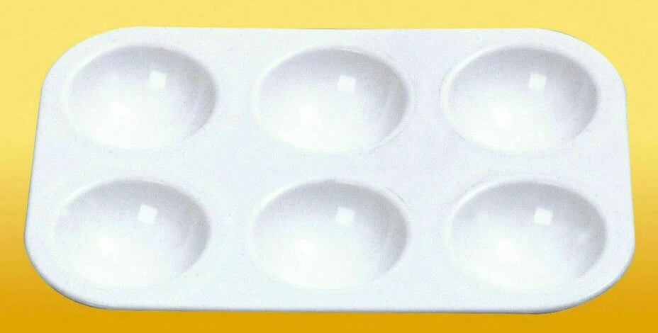 JAKAR Artist Mixing Paint Palette White Plastic 6 Well Plastic 13 x 8.8cm - 6607 - Image 1 of 1