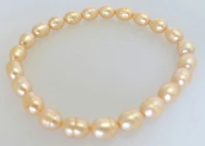 Bracciale Elastico Honora Coltivato Colore Champagne Perle 6 MM-7 MM - Foto 1 di 1