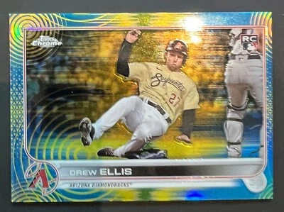 2022 Topps Chrome Sonic Blue Yellow Sonic Refractor Drew Ellis #77 55/75 - Image 1 of 2
