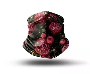 Washable Fabric Face Cover Neck Gaiter Unique Print Peonies Flowers EU Made - Picture 1 of 5