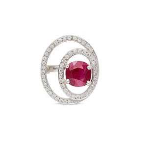 Lab Created Ruby Ring Art Deco Handmade Cocktail Party Jewelry 925 Silver CZ - Picture 1 of 4