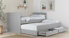 Grey Wooden Trundle Guest Bed with Storage Includes two Mattresses - Used