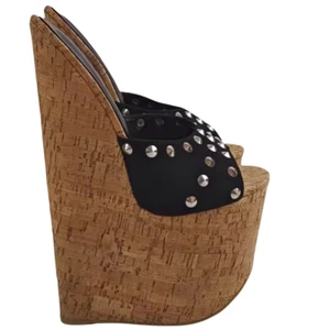 Damskie czółenka Koturny 25CM Wysokie obcasy Kapcie Otwarte palce Impreza Fetysz Buty - Zdjęcie 1 z 4