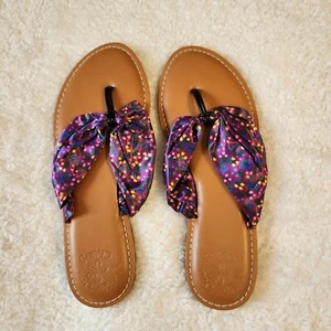 NEW Matilda Jane Toes In The Sand Flip Flop Sandals Women's Size 7 Purple Floral - Picture 1 of 4