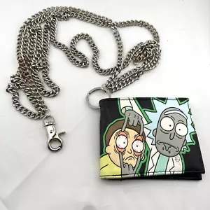 Adult Swim Rick and Morty Bi-Fold Wallet Billfold with Chain - Picture 1 of 4