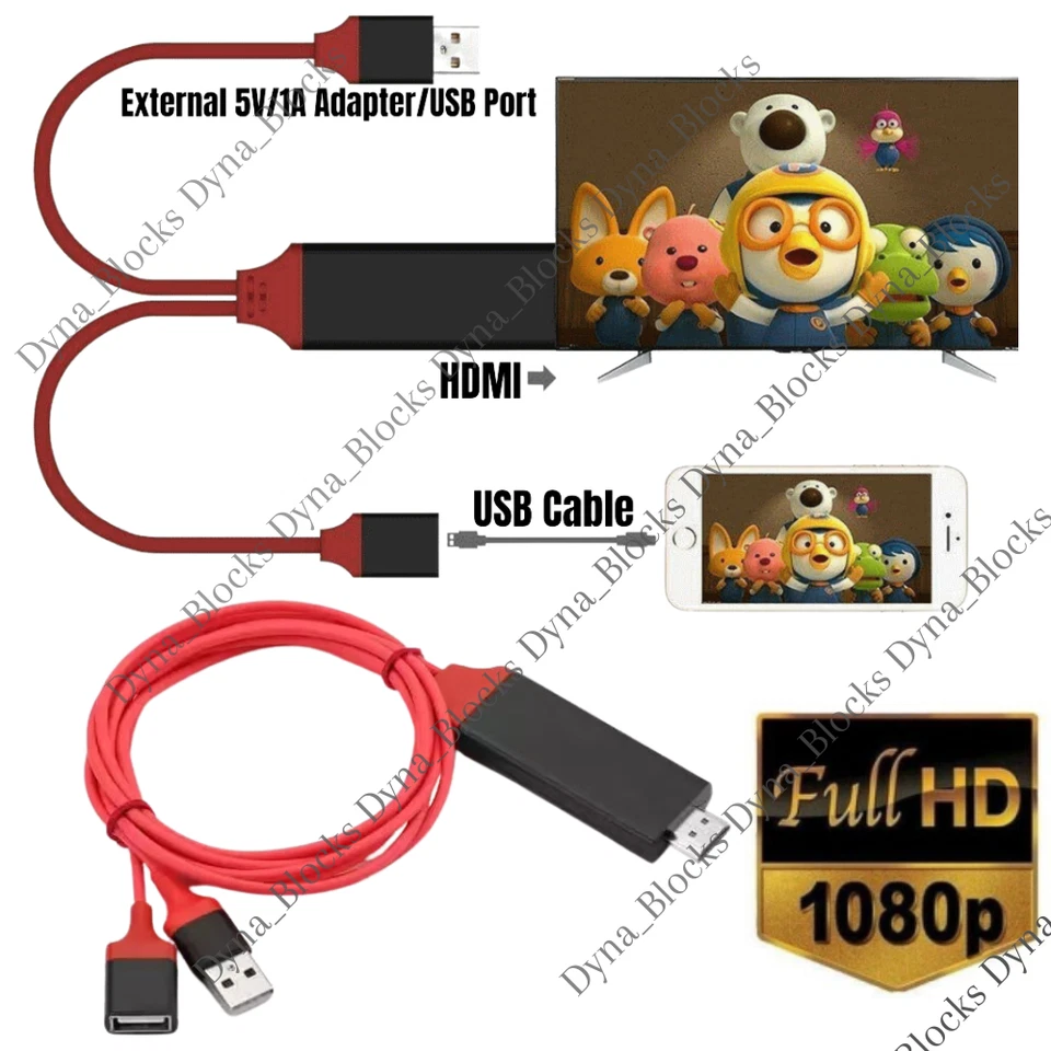 Cable USB HDMI 1080P Teléfono a TV Digital HDTV AV Adaptador Para iPhone iPad Android Foto 1 de 4