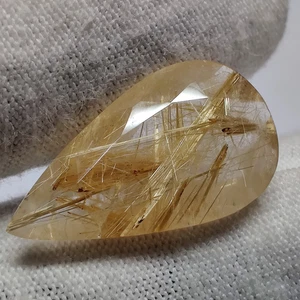 Natural Golden Inclusion Rutilated Quartz Cut Pear Rutile for Jewelry 11.4 Cts - Picture 1 of 7