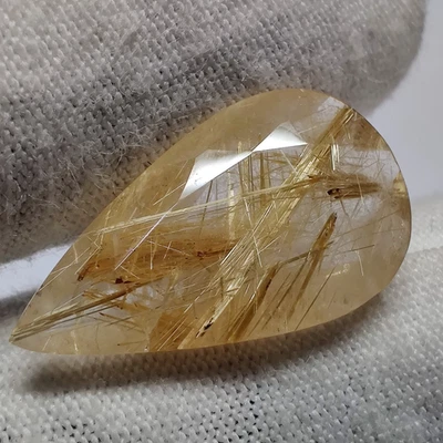 Natural Golden Inclusion Rutilated Quartz Cut Pear Rutile for Jewelry 11.4 Cts - Image 1 of 4