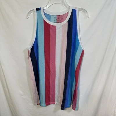 Torrid Women's Plus Sz 2 Classic Fit Rainbow Striped Tank Top Lightweight Beach - Image 1 of 4