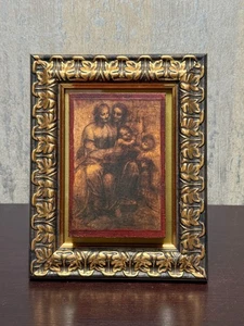 Vintage Leonardo da Vinci "Jungfrau und Kind mit heiliger Anna" religiöses Tableau - Bild 1 von 5