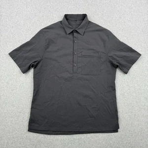 Lululemon Shirt Mens Medium Gray Seersucker Woven Air Popover Half Button - Picture 1 of 8