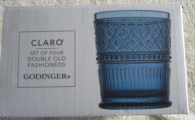 (4) Copos de cristal Godinger Claro azul/roxo duplo antiquado NOVO - Imagem 1 de 4