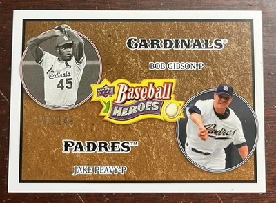 Bob Gibson Jake Peavy 2008 Upper Deck Baseball Heroes Brown Insert SP /149 #184 - Image 1 of 3