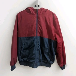 Forever 21 Jacket Full Zip Lightweight Mens Sz M Windbreaker Red Blue Hoodie  - Picture 1 of 11