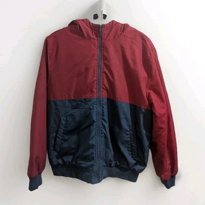 Forever 21 Jacket Full Zip Lightweight Mens Sz M Windbreaker Red Blue Hoodie  - Image 1 of 4