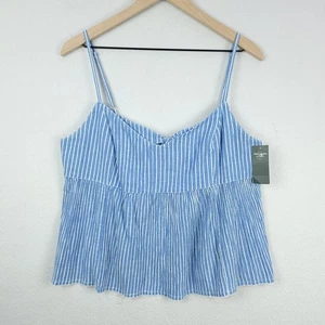 Abercrombie & Fitch Top Womens Large Blue Striped Gauzy Cotton Tie Back NWT - Picture 1 of 12