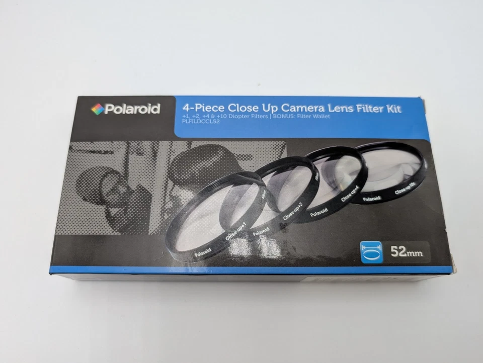 Polaroid 52mm 4-Piece Close Up Camera Lens Kit Diopter Filters +1 +2 +4 +10 NEW - Image 1 of 4
