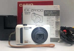 Casio Exilim HS EX-ZR100 12.1 MegaPixels White Compact Digital Camera From Japan - Picture 1 of 10